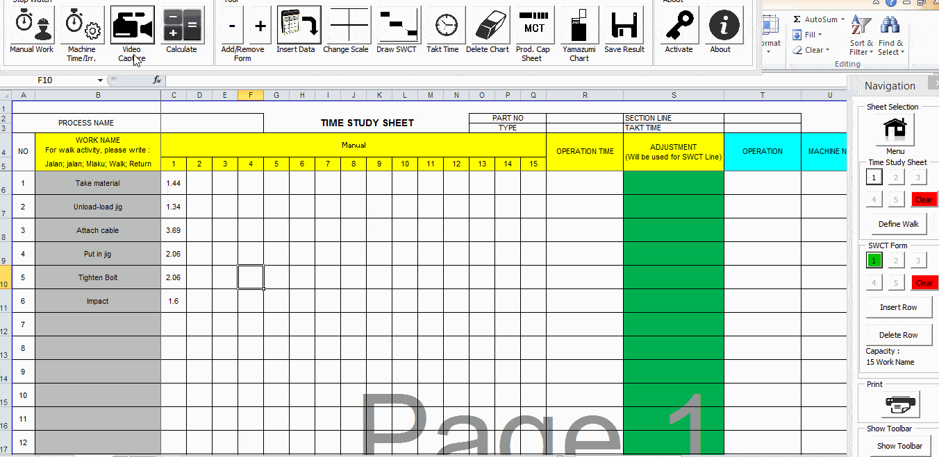 Yamazumi Chart Excel